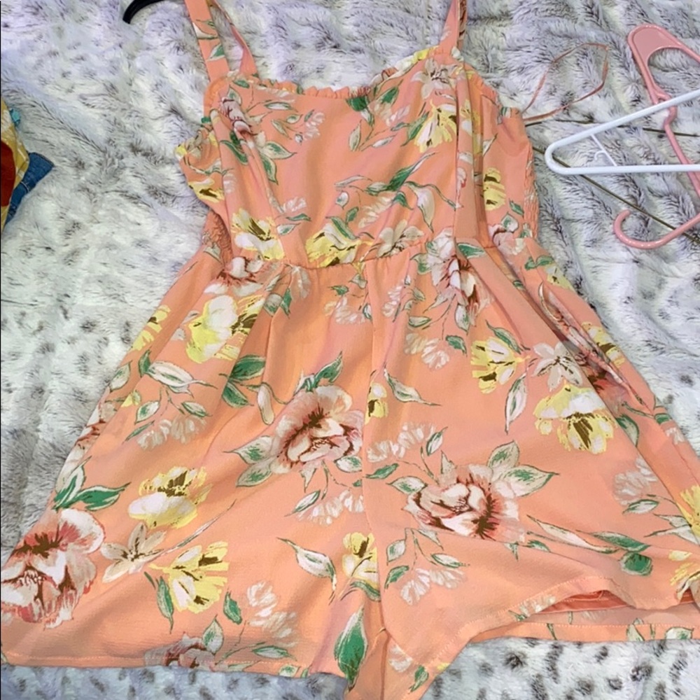 Floral peach romper